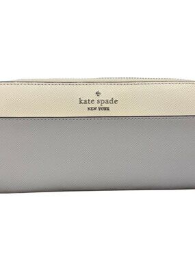 Kate Spade Saffiano Leather Wallet In Platinum Grey & Bone